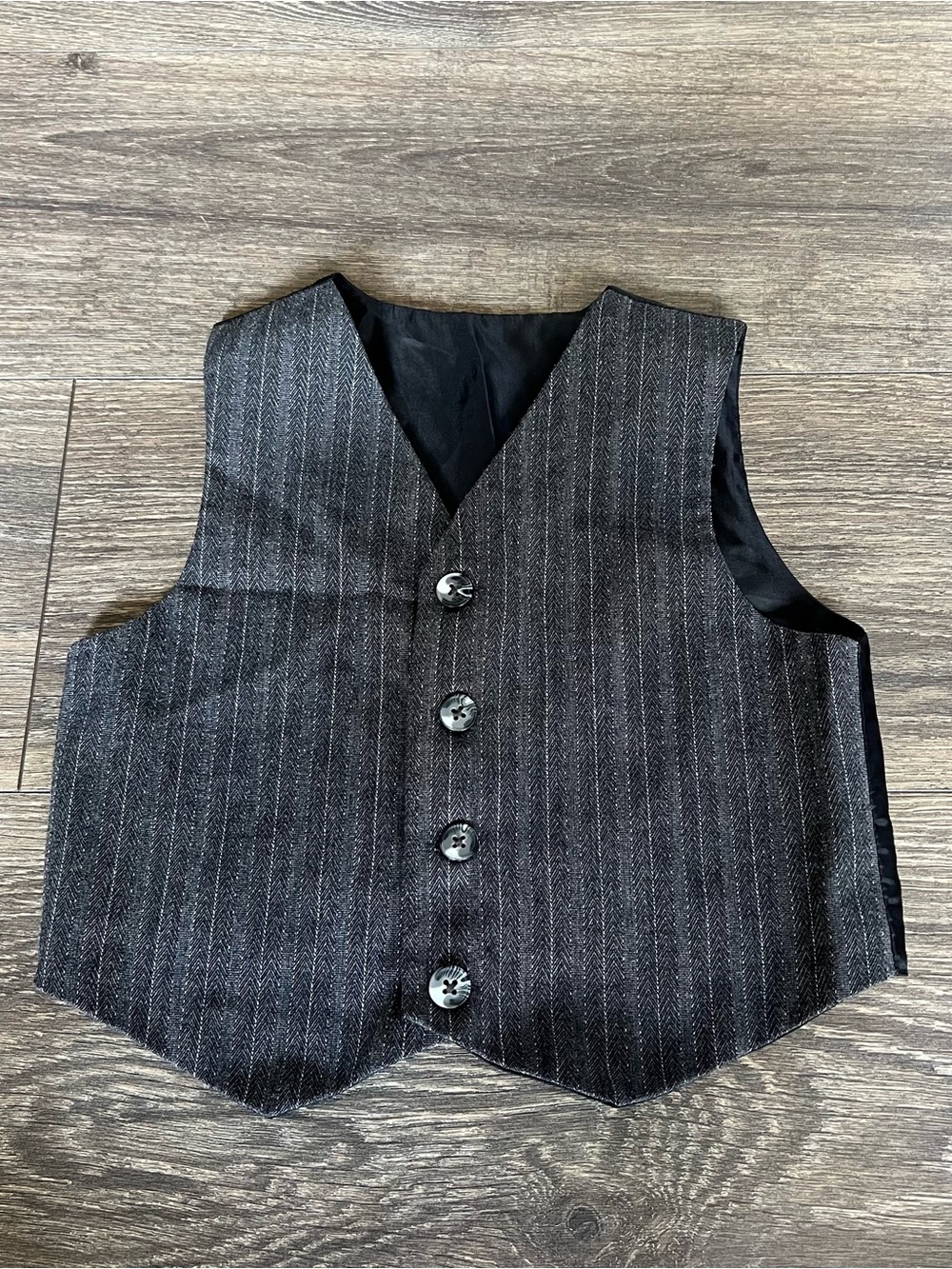 Classic Boys' Pinstripe Dress Vest in Charcoal